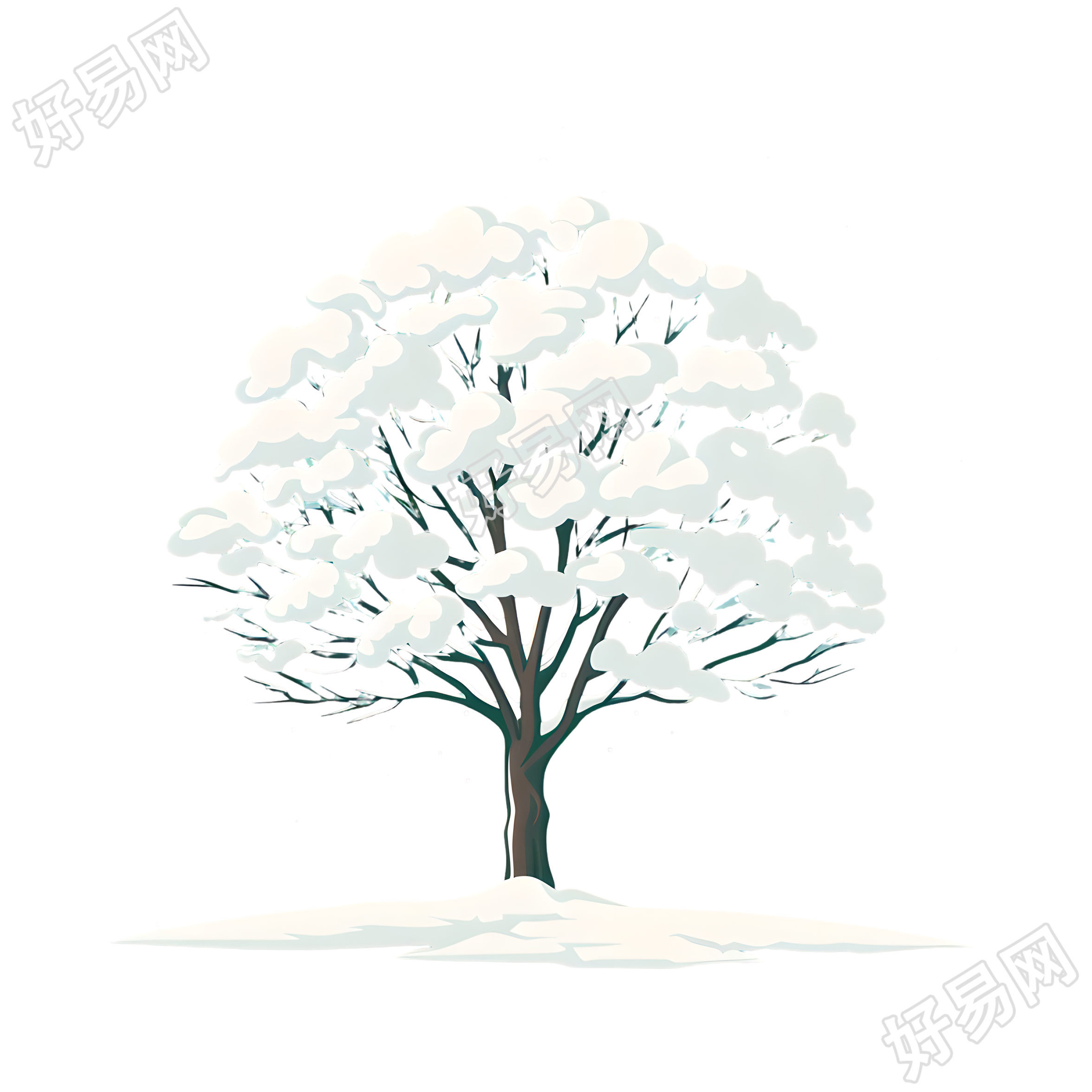 大雪树木插画