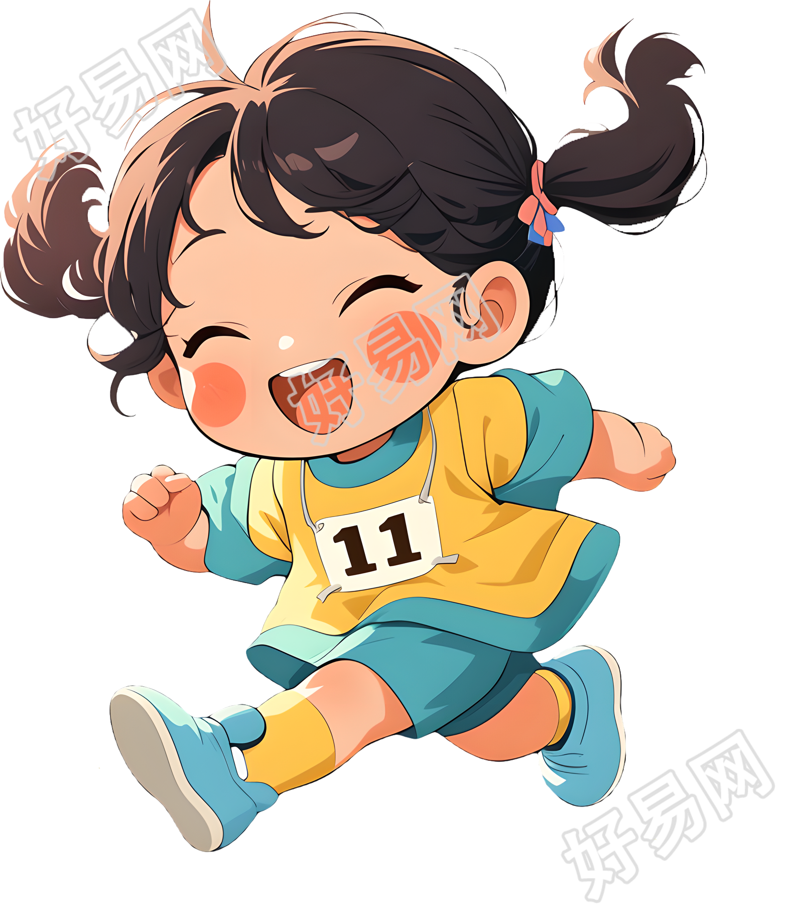 亲子运动可爱女孩元素