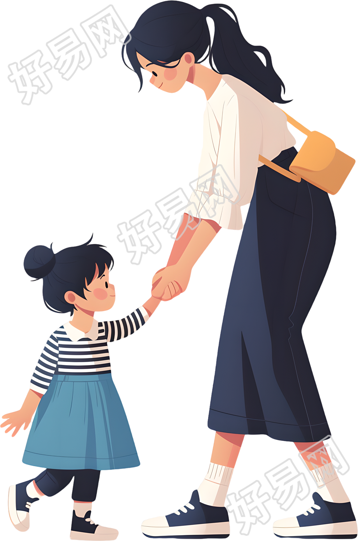 亲子运动母女插画